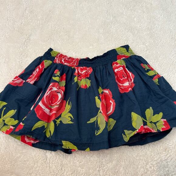 Abercrombie & Fitch Mini Skirt Y2k Floral Elastic Waist Skater Logo Layered Sz S - Picture 1 of 8